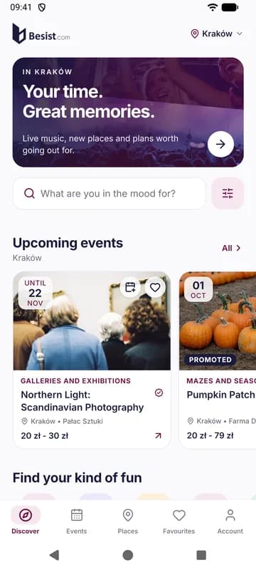 Besist app home screen